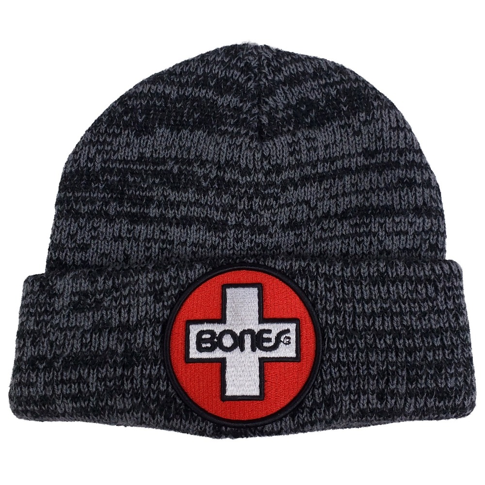 Bones Bearings Cuff Knit Hat Cap 3D Logo Gray Black New‎